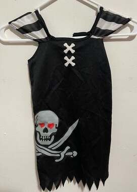 Rubie's Pirate Halloween Costume Tunic Size Small Black Skull Swords